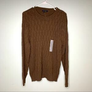 Club Room Men’s Ling Sleeve Cable Knit Brown Sweater Size S